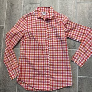 J. Crew Pink and Orange Plaid Button Down Shirt size XS
